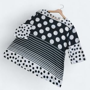 NEW Danny blouse polka dots stripes black and white Size 6